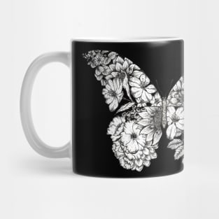 Floral Butterfly Black Background Mug